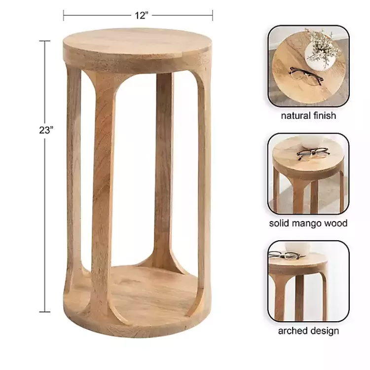 Round Natural Wood Dani Accent Table>Kirklands Home Best Sale