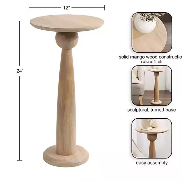 Round Natural Wood Jess Accent Table>Kirklands Home Hot