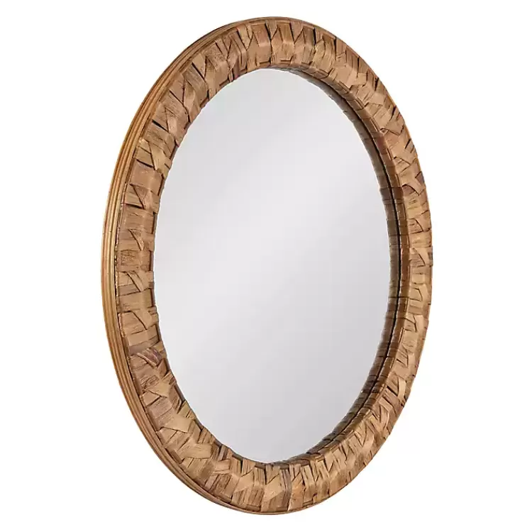Round Natural Woven Water Hyacinth Wall Mirror>Kirklands Home Best