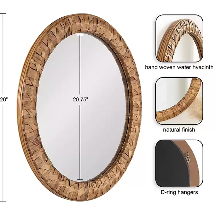 Round Natural Woven Water Hyacinth Wall Mirror>Kirklands Home Best