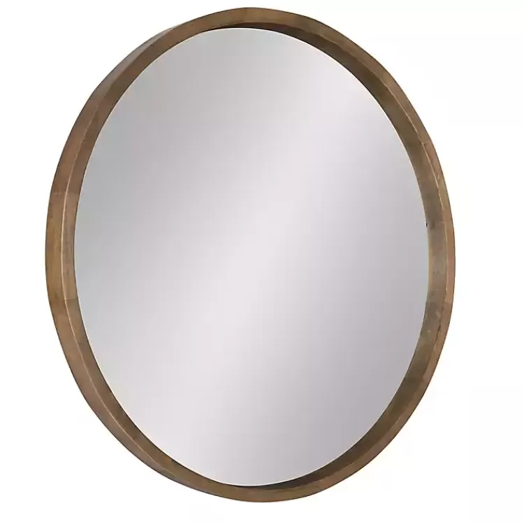 Round Rustic Wood Hutton Mirror>Kirklands Home Sale