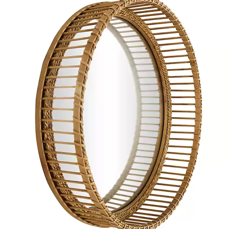 Round Seagrass and Bamboo Wall Mirror>Kirklands Home New