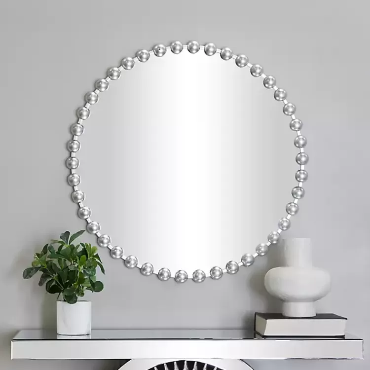 Round Silver Beaded Wall Mirror>Kirklands Home Shop