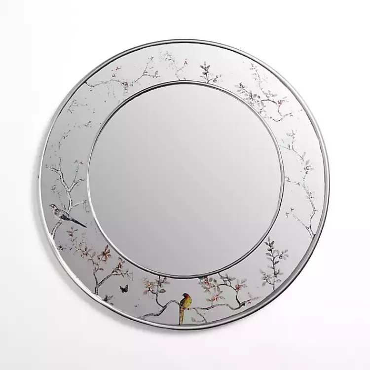Round Silver Birds and Branches Wall Mirror>Kirklands Home Best Sale