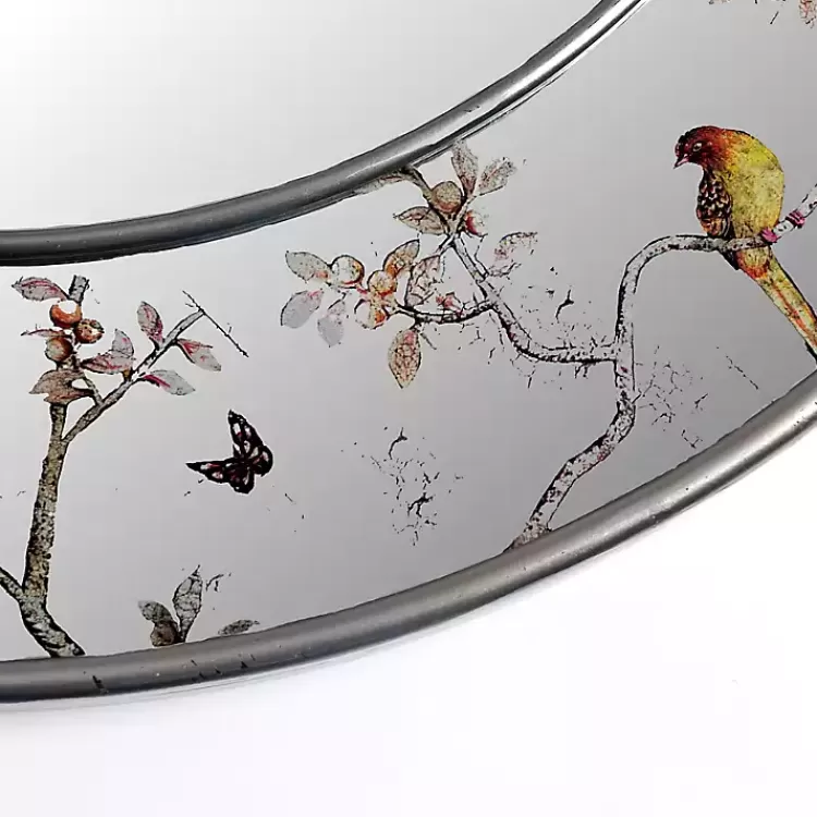 Round Silver Birds and Branches Wall Mirror>Kirklands Home Best Sale