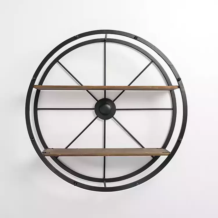 Round Wagon Wheel Wall Shelf>Kirklands Home Hot