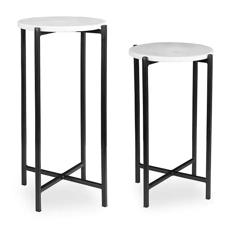 Round White Marble Accent Tables, Set of 2>Kirklands Home Sale