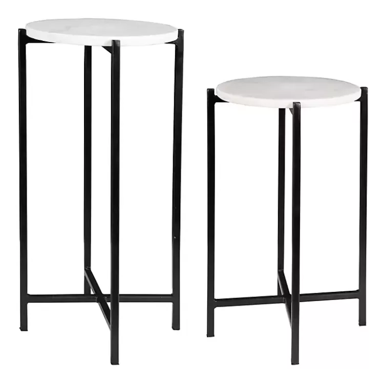 Round White Marble Accent Tables, Set of 2>Kirklands Home Sale