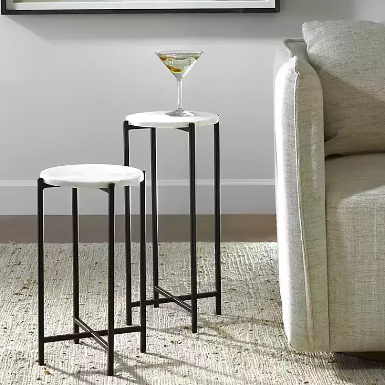 round_white_marble_accent_tables_set_of__3.webp Round White Marble Accent Tables, Set of 2>Kirklands Home Sale