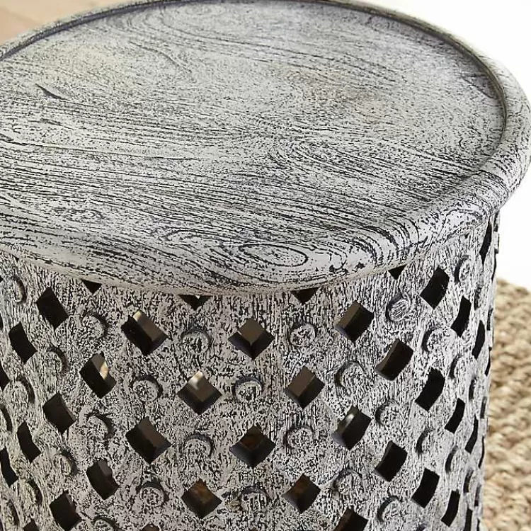 round_white_wood_lattice_accent_table_2.webp Round White Wood Lattice Accent Table>Kirklands Home Store