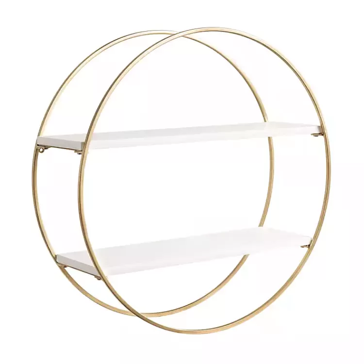 Round White Wood Sequoia Wall Shelf>Kirklands Home Clearance