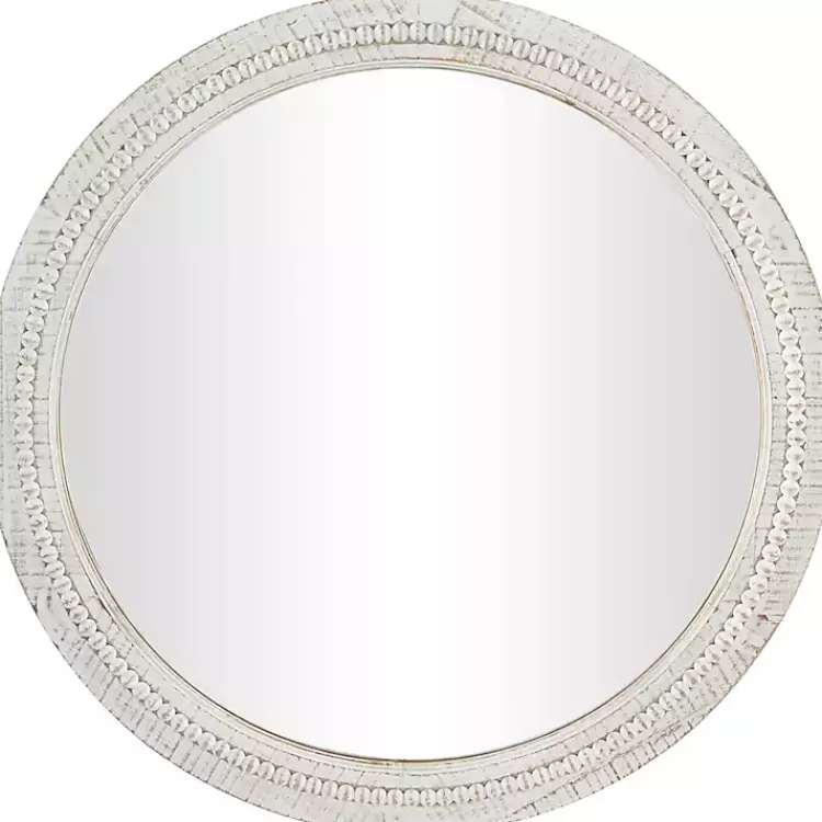 Round Whitewash Beaded Wall Mirror>Kirklands Home Hot