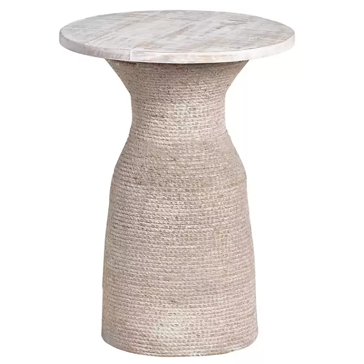 Round washed Wood and Rope Accent Table>Kirklands Home Cheap