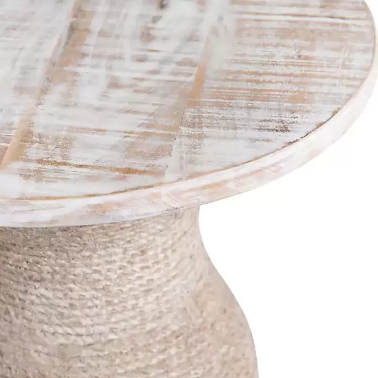 Round washed Wood and Rope Accent Table>Kirklands Home Cheap