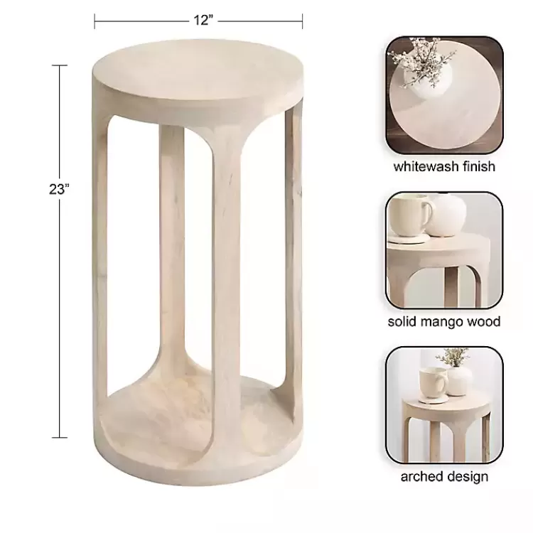 Round washed Wood Dani Accent Table>Kirklands Home New