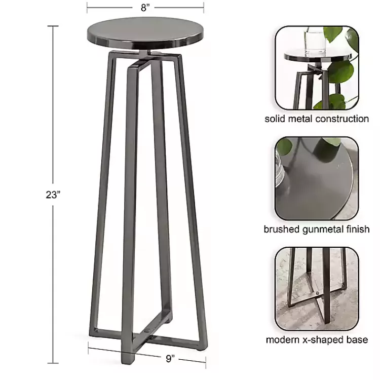 Round Zia Pewter Metal Accent Table>Kirklands Home Fashion