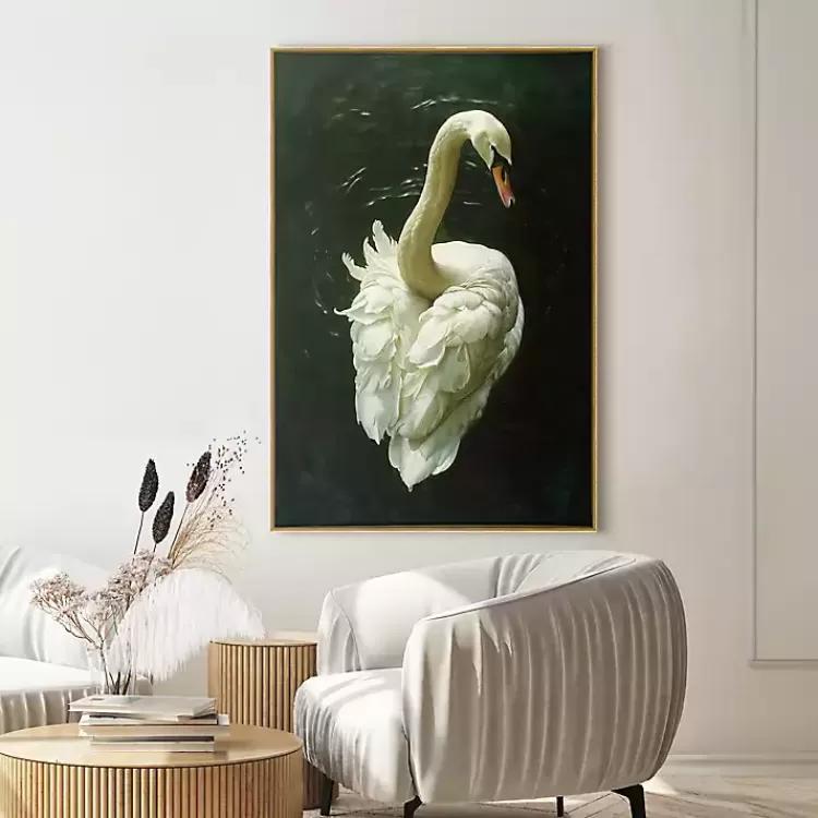 Royal Swan Framed Canvas Art Print>Kirklands Home Cheap