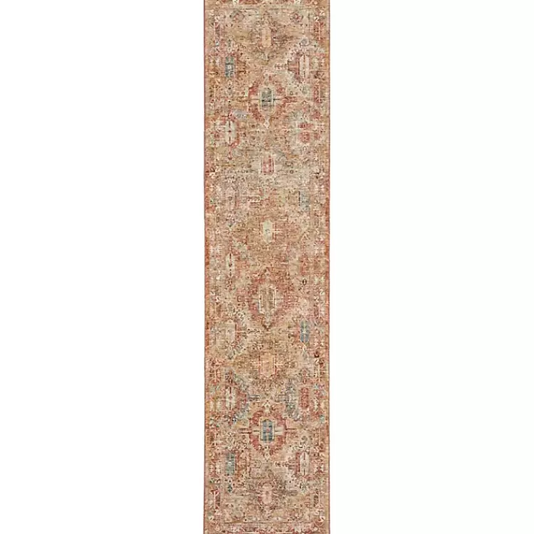 Rust Distressed Multi Medallion Runner, 2x10>Kirklands Home Outlet