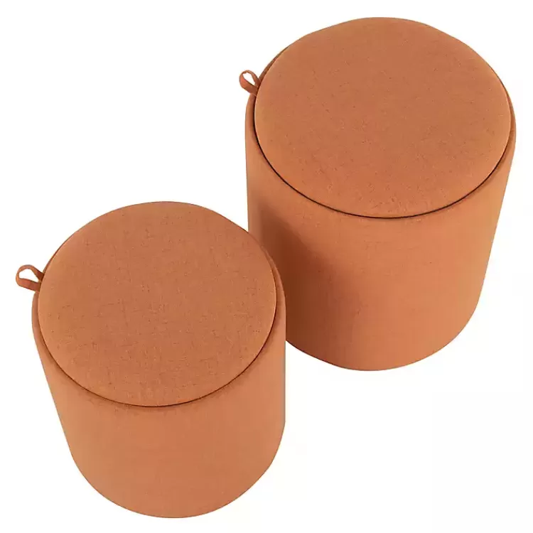 Rust Upholstered Ottomans with Tray Tops, Set of 2>Kirklands Home Cheap