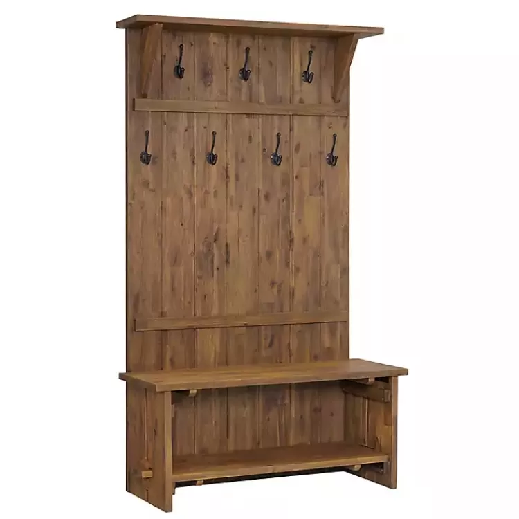 Rustic Acacia Wood Hall Tree>Kirklands Home Hot