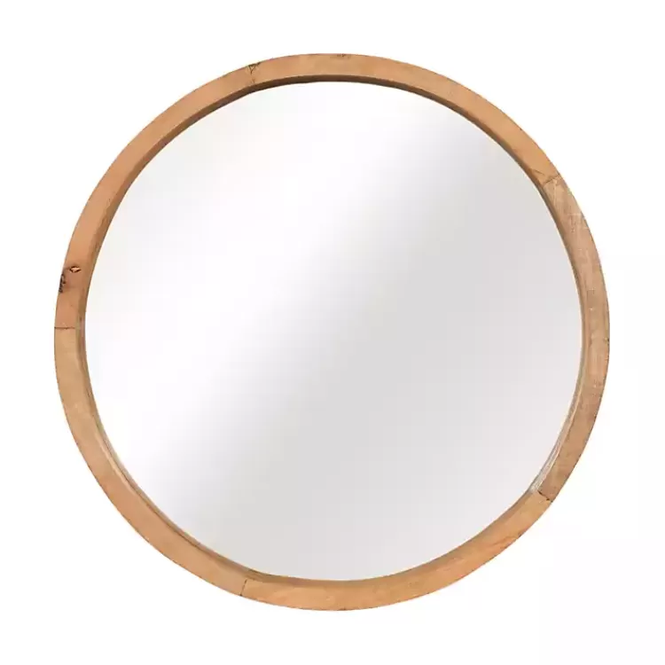Rustic Brown Acacia Round Wall Mirror>Kirklands Home Clearance