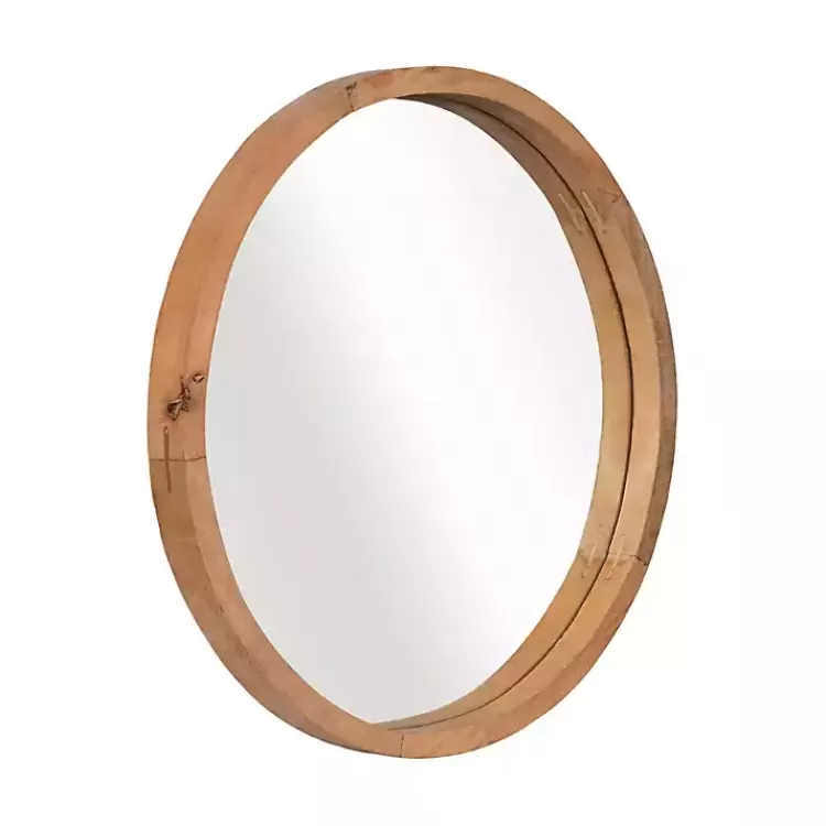 Rustic Brown Acacia Round Wall Mirror>Kirklands Home Clearance