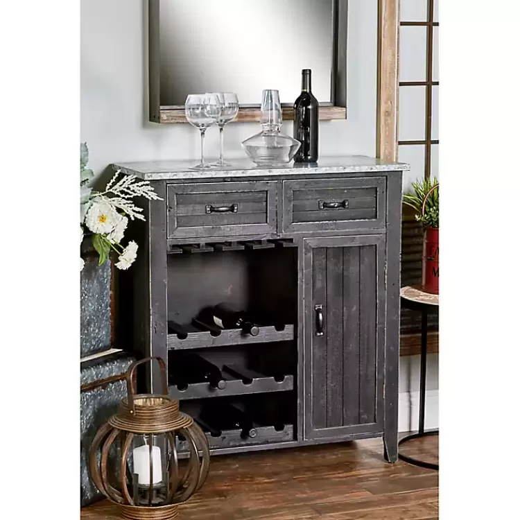 Rustic Galvanized Top Wine Cabinet>Kirklands Home Hot