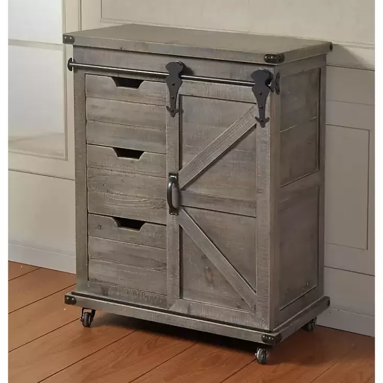 Rustic Fir Wood Rolling Barn Door Cabinet>Kirklands Home Outlet