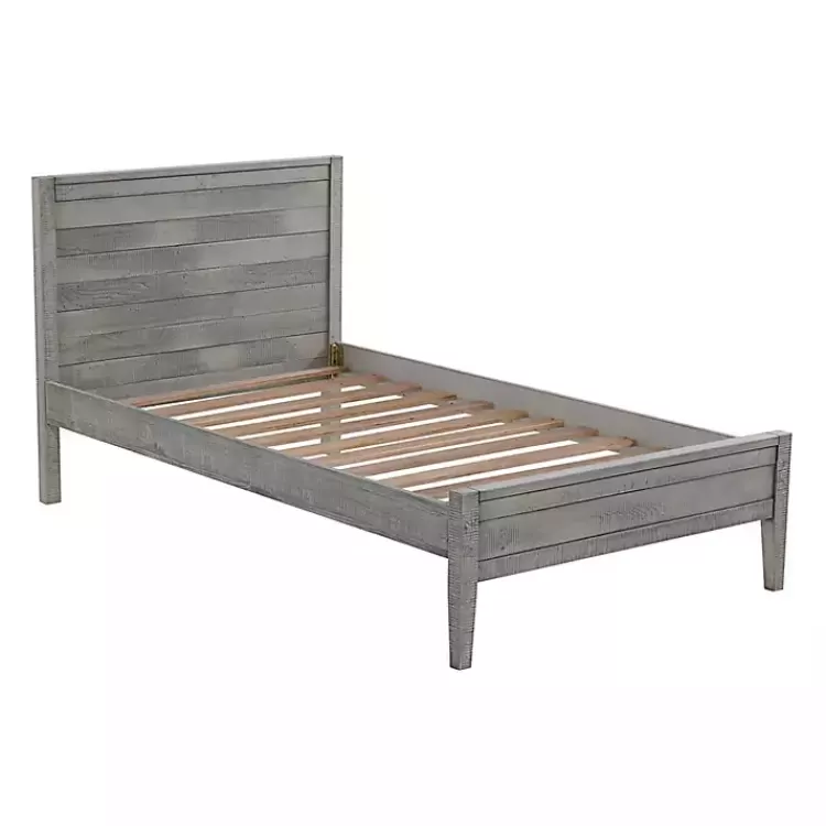 Rustic Gray Pine Panel Twin Bed Frame>Kirklands Home Online