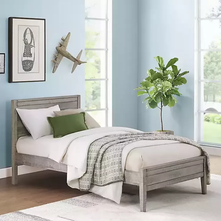 Rustic Gray Pine Panel Twin Bed Frame>Kirklands Home Online