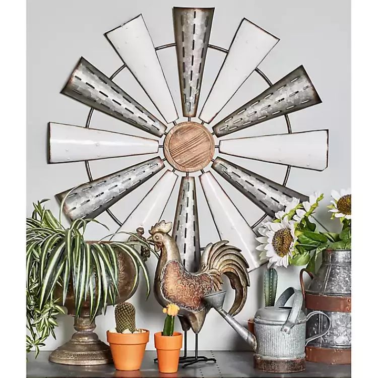 Rustic Metal Windmill Wall Plaque>Kirklands Home Best Sale