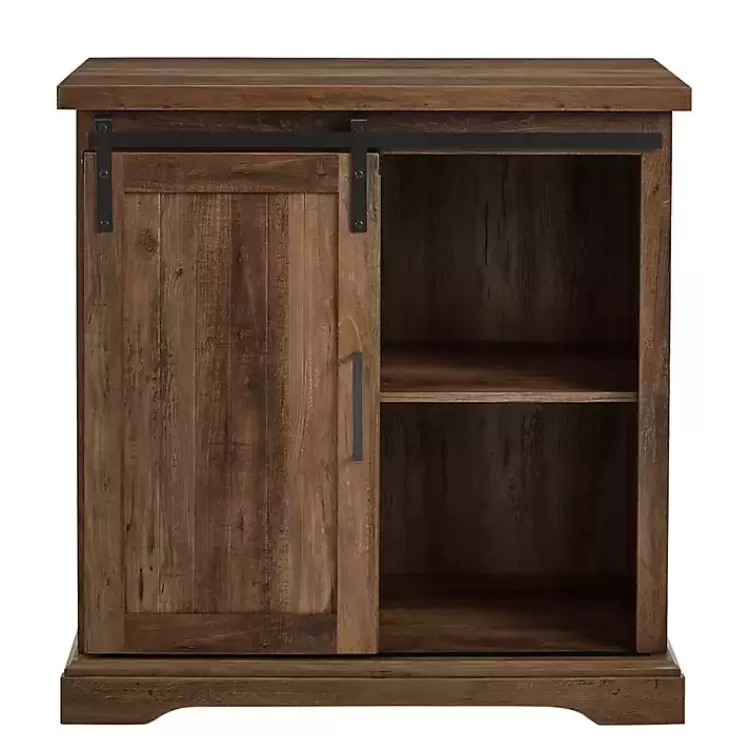 Rustic Oak Grooved Sliding Barn Door Cabinet>Kirklands Home Store