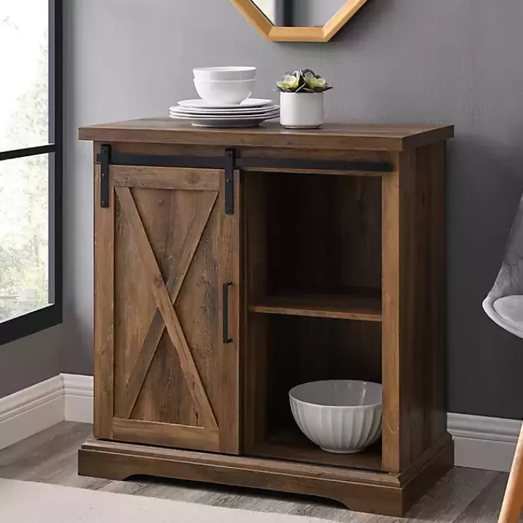 Rustic Oak Sliding Barn Door Cabinet>Kirklands Home Store
