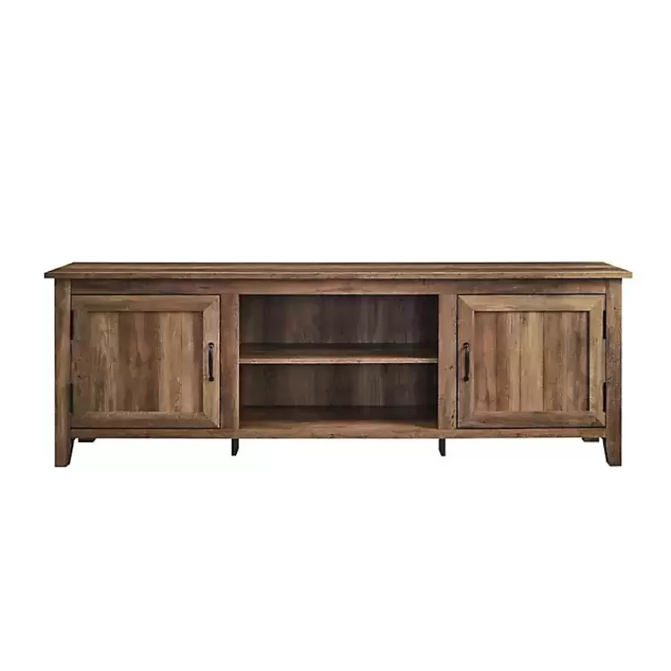 Rustic Oak Wood Grooved Door TV Stand>Kirklands Home Online