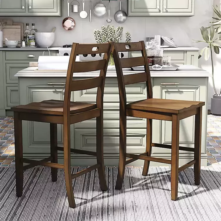 Rustic Oak Wood Quinby Counter Stools, Set of 2>Kirklands Home Best