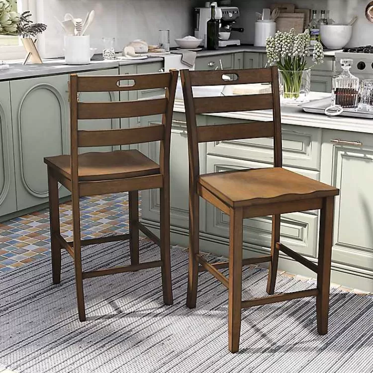 rustic_oak_wood_quinby_counter_stools_set_of__2.webp Rustic Oak Wood Quinby Counter Stools, Set of 2>Kirklands Home Best