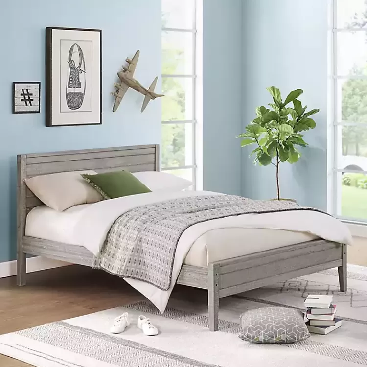 Rustic Smoke Wood Panel Full Bed Frame>Kirklands Home Cheap