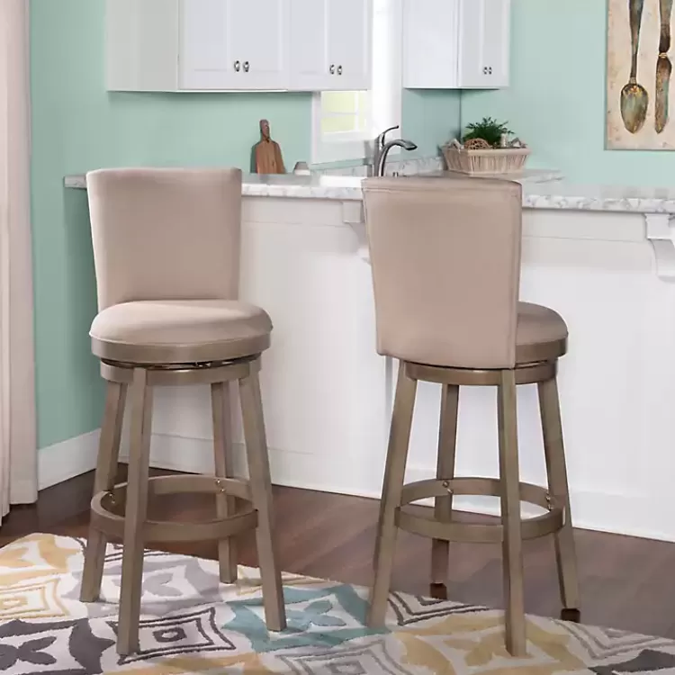 Rustic Taupe Upholstered Swivel Bar Stool>Kirklands Home Best Sale
