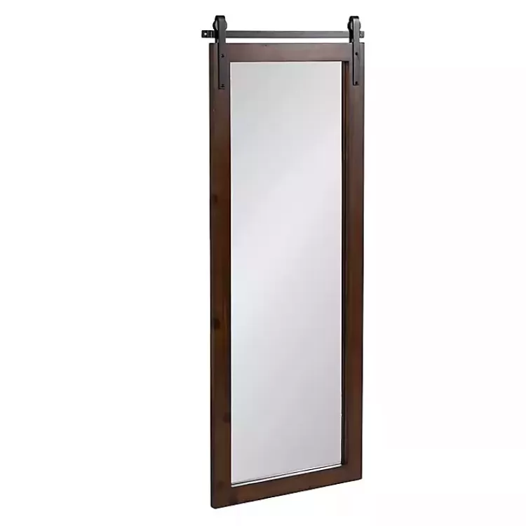 Rustic Walnut Barn Door Wall Mirror>Kirklands Home Best Sale