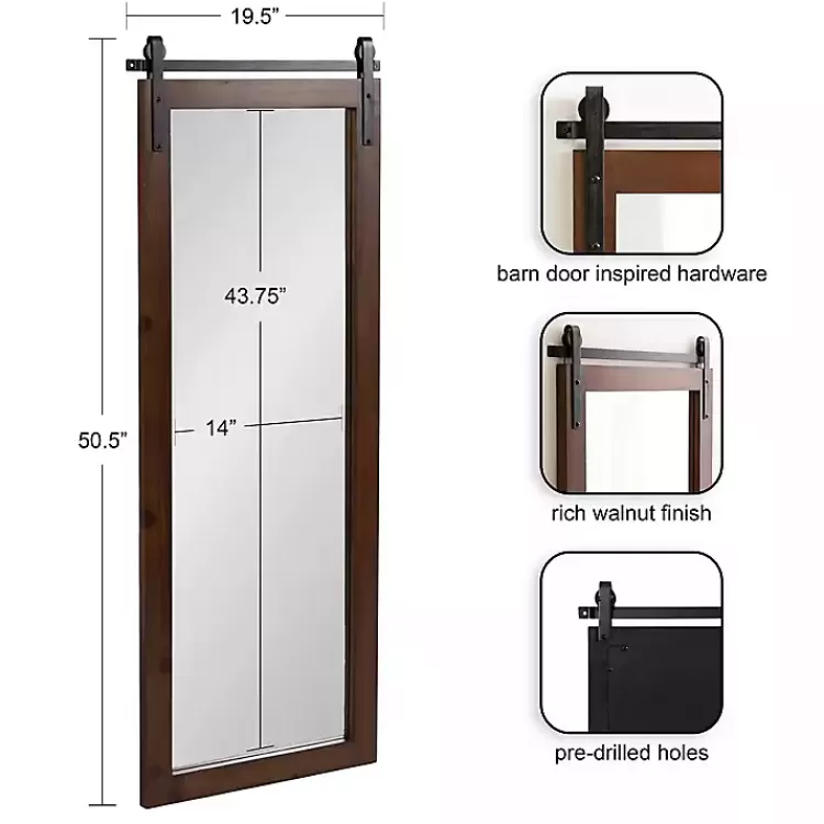 Rustic Walnut Barn Door Wall Mirror>Kirklands Home Best Sale