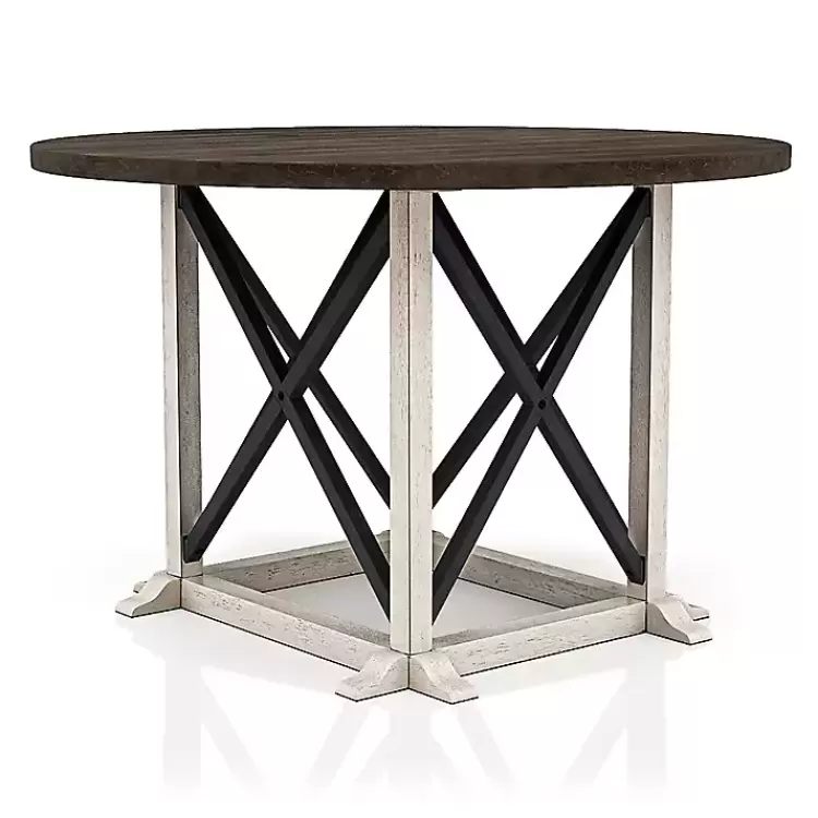 Rustic White & Oak Wood Round Dining Table>Kirklands Home Hot