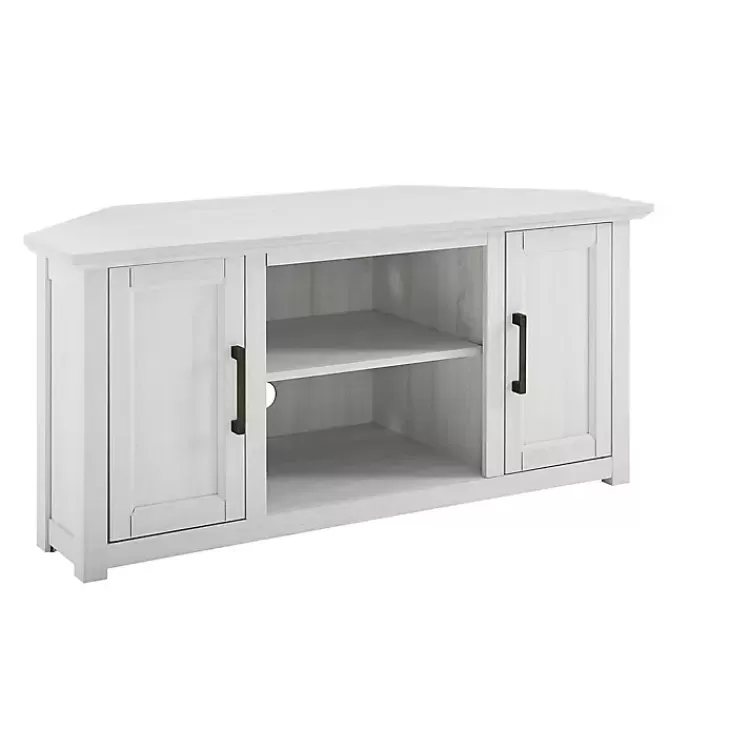 Rustic White Katy-Corner TV Stand>Kirklands Home Fashion