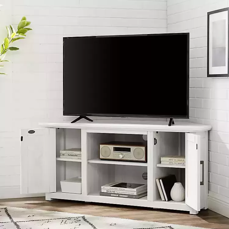 rustic_white_katycorner_tv_stand_6.webp Rustic White Katy-Corner TV Stand>Kirklands Home Fashion