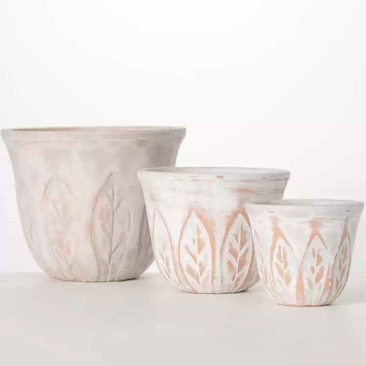 Rustic Leaf Clay Planters, Set of 3>Kirklands Home Cheap