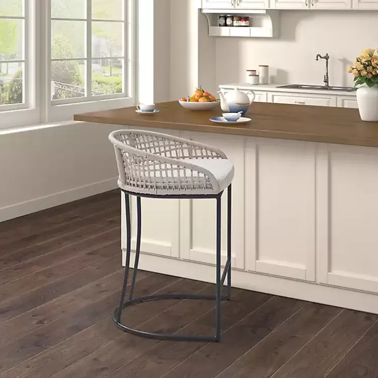 Rustic Woven Rope Back Counter Stool>Kirklands Home Best