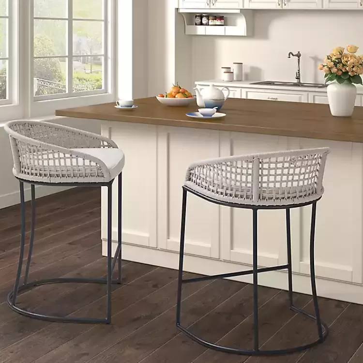 Rustic Woven Rope Back Counter Stool>Kirklands Home Best