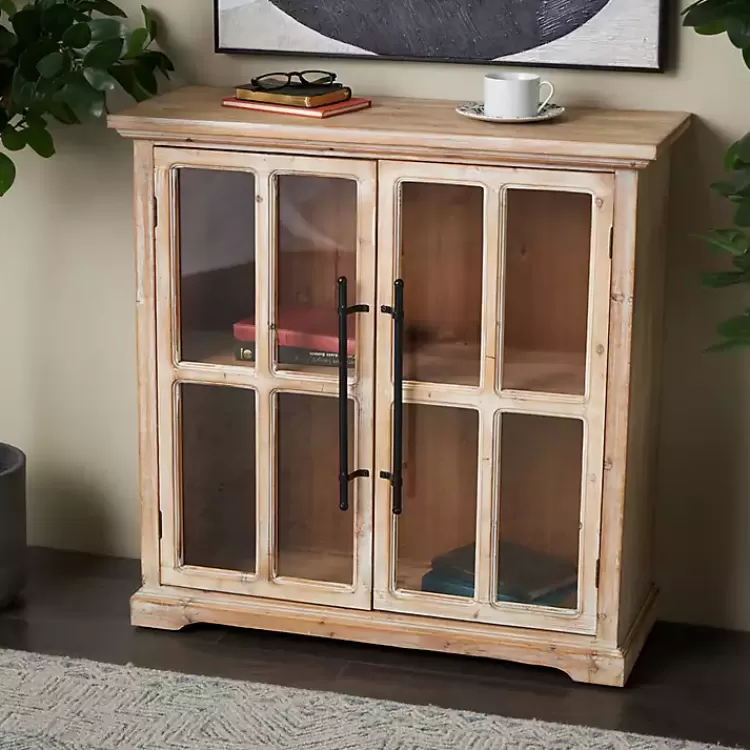Rustic Wood and Glass 2-Door Cabinet>Kirklands Home Clearance