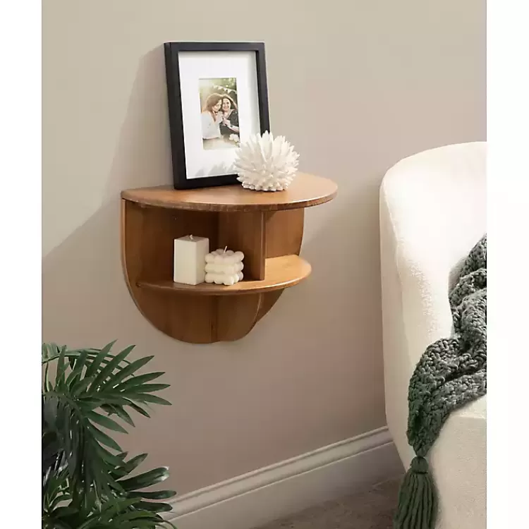 Rustic Wood Half Moon Floating Accent Table>Kirklands Home Flash Sale
