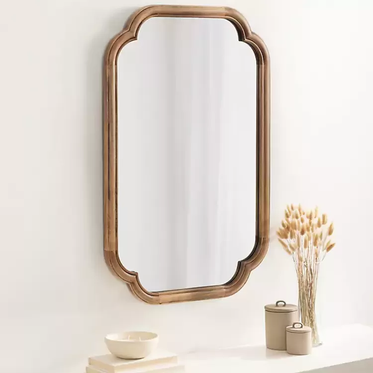 Rustic Wood Scallop Wall Mirror>Kirklands Home Flash Sale