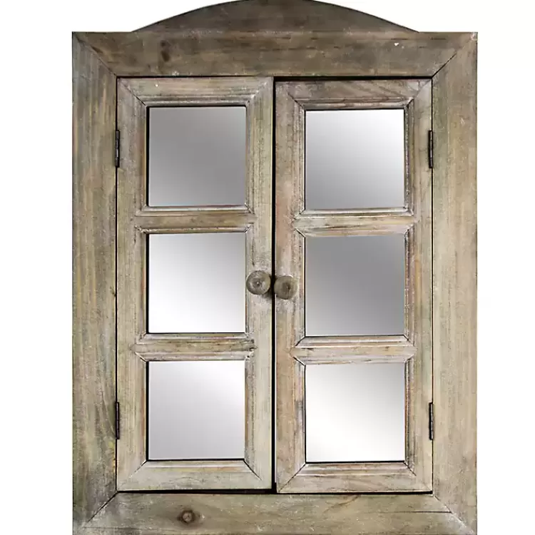 Rustic Wooden Dual Window Shutter Wall Mirror>Kirklands Home Fashion